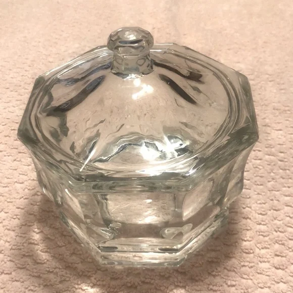 Vintage Indiana Glass Clear Octagon Candy Dish With Lid - Picture 1 of 4